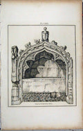 Original Old Antique Print 1801 View Tomb Tewkesbury Abbey Church 19th Century