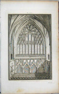 Original Old Antique Print 1802 Lysons Est-End Choir Bristol Cathedral 19th