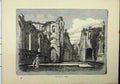 Original Old Antique Print View Fountains Abbey Ruins 1898 Church Victorian
