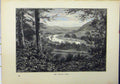 Original Old Antique Print 1898 View Vale Avoca Country Scene River Trees 19th