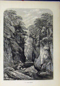 Old Antique Print View Fors Nothyn Men Fishing Cliffs Trees Country Scene