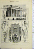 Original Old Antique Print London National Gallery Royal Academy Institution