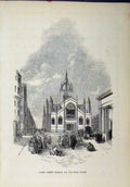 Original Old Antique Print View St Giles Church High Street Building Linton