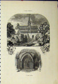 Original Old Antique Print View Cathedral Interior Crypt Jackson