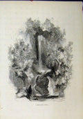 Original Old Antique Print View Dungeon Ghyll Waterfall Cliffs