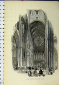 Original Old Antique Print Interior Cathedral Poets Corner People