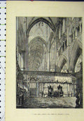 Original Old Antique Print View Nave West St Edward Chapel Church