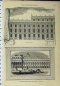 Original Old Antique Print View Government Offices Treasury Building