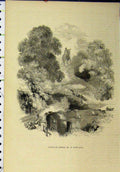Original Old Antique Print Statue George Iii Snow Hill Horse Country Scene