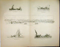 Original Old Antique Print Double Page C1889 French Sailing Boat Littoral 19th