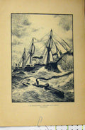 Old Antique Print C1889 French Sailing Ship Stormy Sea Littoral Maritime 19th