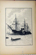 Old Antique Print C1889 French Sailing Ship Devastation En Rade Maritime 19th