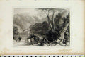 Original Old Antique Print View Near Theux Cows Country Scene Mountains