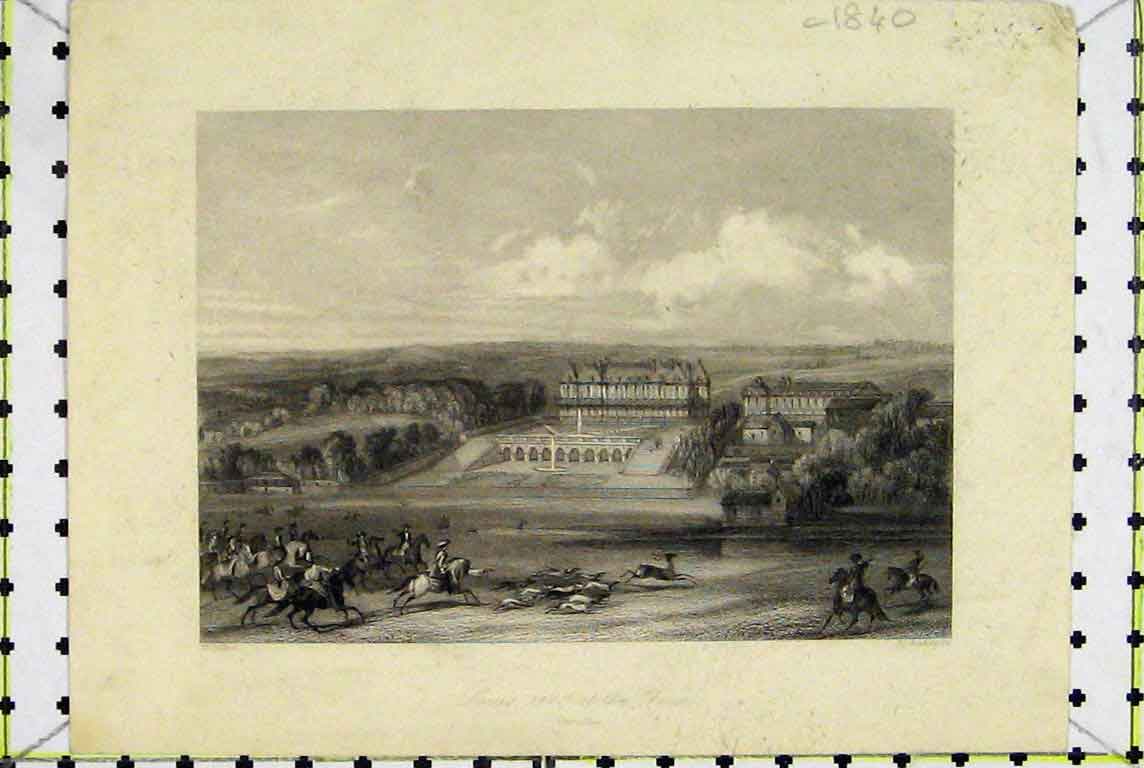 Original Old Antique Print C1840 Louis Xiv Chace Hunting Horses Radclyffe 19th
