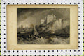Original Old Antique Print View Dieppe France Castle Stormy Sea Sailing Boat