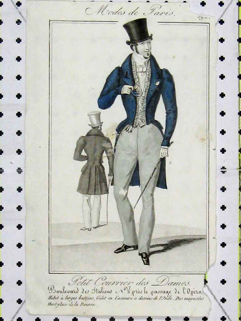 Original Old Antique Print Portrait Large Small Men Paris France
