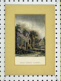 Original Old Antique Print Colour Holy Ghost Chapel Ruins Country