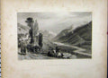 Old Antique Print 1837 View La Traverse Val Prajelas Mountain Scene Hill 19th