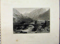 Original Old Antique Print 1837 Mountain View Pomaret Val St. Martin Davies
