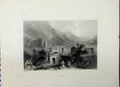 Original Old Antique Print Mountain View C1835 Susa Augustan Arch Roman Remains