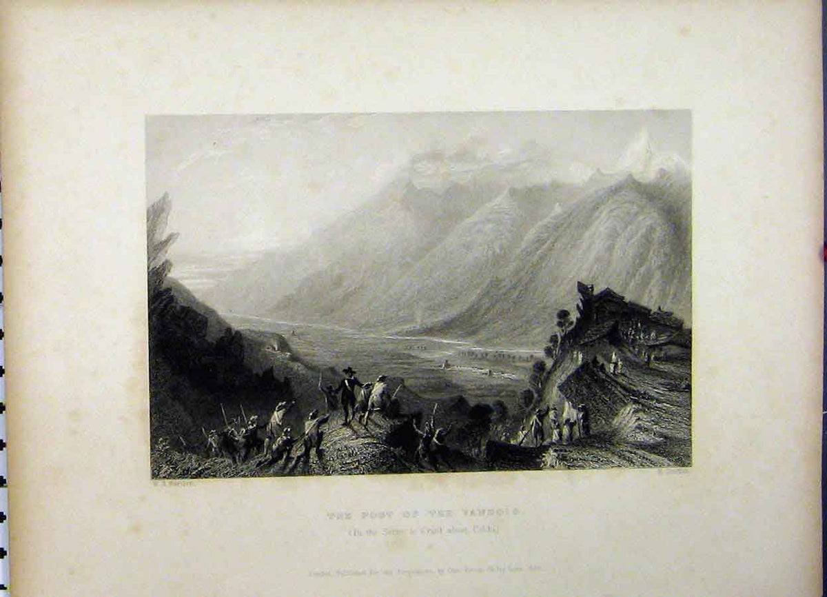 Old Antique Print 1836 Post Vandois Mountains Serre Cruel Cobbi Griffith 19th