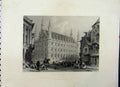 Original Old Antique Print C1835 View Town Hall Lourain Cathedral Radclyffe