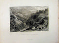 Original Old Antique Print Mountain Scene C1835 Maneille Val Germanasca Animals