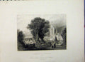 Old Antique Print C1835 Caudebec River Seine France Church Country Lacey 19th