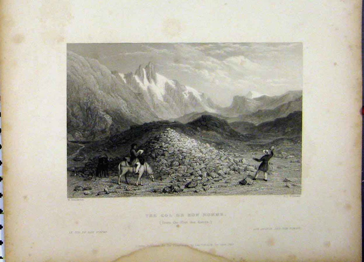 Original Old Antique Print 1837 Mountain View Col De Bon Homme Willmore 19th