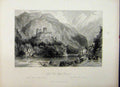Original Old Antique Print C1835 Mountain Scene Saint Beat Upper Garonne France