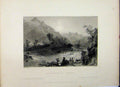 Original Old Antique Print 1837 Mountain View St. Germain Clusone Wallis River