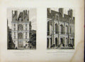 Original Old Antique Print 1829 France Fontainebleau Porte Doree House D'Honner
