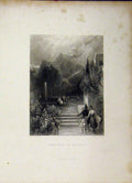 Original Old Antique Print 1835 Mountain View Land Beulah Engraving Floyd 19th