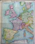 Original Old Vintage Print 1920 Western Europe Communications Colour 20th