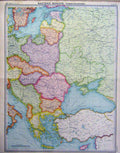 Original Old Vintage Print Eastern Europe Communications 1920 Colour 20th