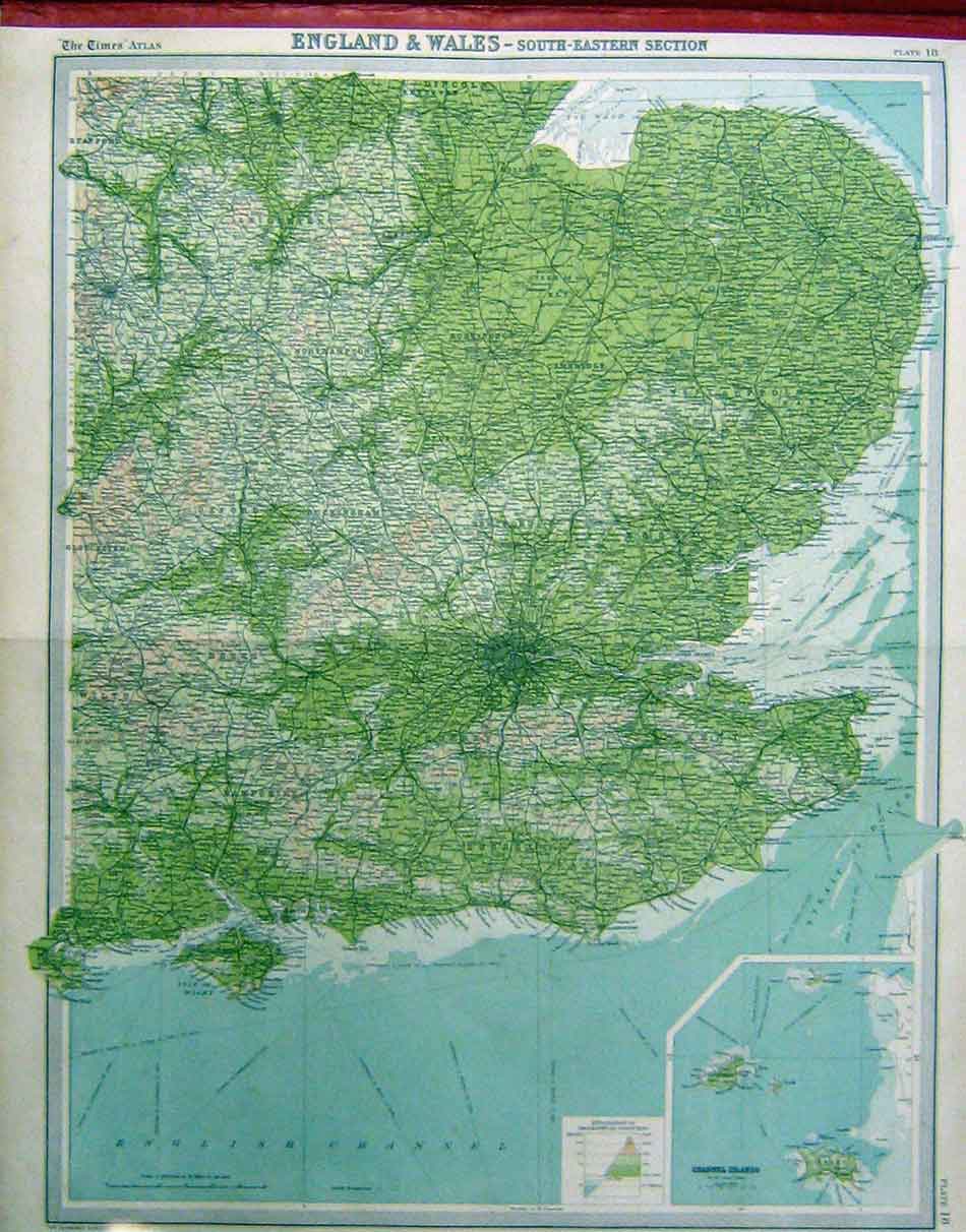 Original Old Vintage Print 1920 England Wales South Eastern Section 20th