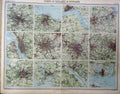 Original Old Vintage Print 1920 Towns England Scotland Uniform Scale 20th