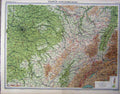 Original Old Vintage Print North Eastern Section France1920 Colour Map 20th