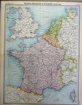 Original Old Vintage Print 1920 France Belgium Holland Political Map 20th