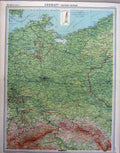 Original Old Vintage Print 1920 Map Germany Eastern Section Colour 20th Century