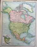 Original Old Vintage Print 1920 Map North America Political Vegetation 20th