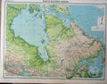 Original Old Vintage Print 1920 Colour Map North-Eastern Canada 20th Century