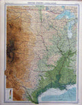 Original Old Vintage Print United States Central Section 1920 Map 20th Century