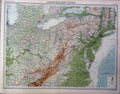 Original Old Vintage Print North-Eastern States America 1920 Colour 20th