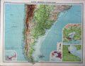 Original Old Vintage Print South America Southern Section 1920 Map 20th Century
