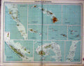 Original Old Vintage Print 1920 Islands Oceania Uniform Scale Map 20th Century