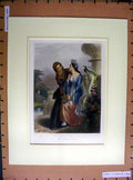 Old Antique Print Hand Coloured C1880 Beautiful Ladies Women Bride Dress 19th