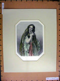 Original Old Antique Print Hand Coloured C1880 Mrs Stanley Beautiful Lady Woman