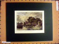 Original Old Antique Print Hand Coloured C1880 View Potswick Grove River Boats