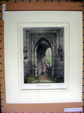 Old Antique Print Hand Coloured C1880 Queen Elizabeth Oratory Lewis Fudge 19th